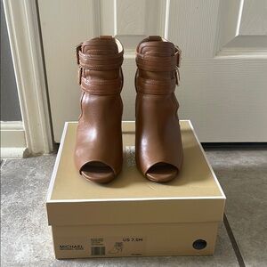 Michael Kors Women's Brown Peep-Toe Ankle Boots